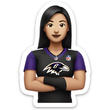 asian woman in a ravens jersey cheerin sticker