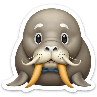 Cute walrus with whisker mustache sticker