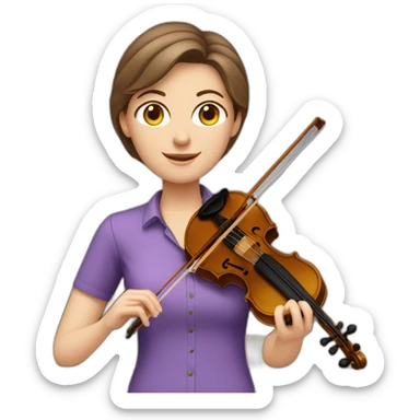 White female teacher brown hair purple shirt gardener violinist  sticker