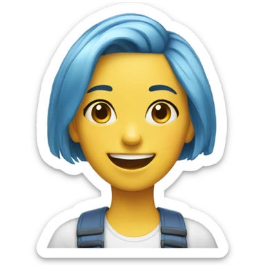 yellow Disney Pixar joy emoji face girl with short blue pixie haircut sticker