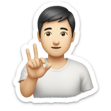chinese guy say thanks with hand sign sticker