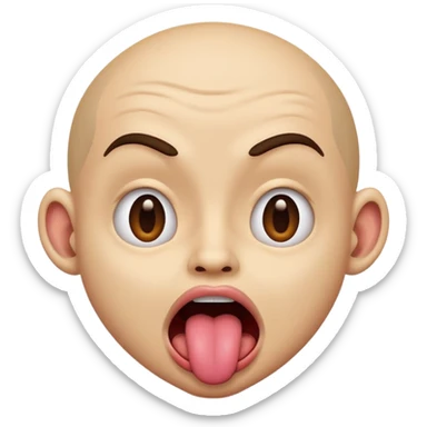 A shaking head emoji with tounge out looking crazy sticker