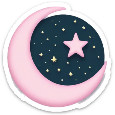 Light pink crescent with light pink moon and star  sticker