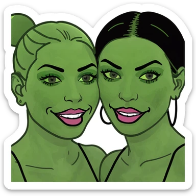 Two friends: one strawberry dark blonde one brunette partying in Ibiza both women  sticker