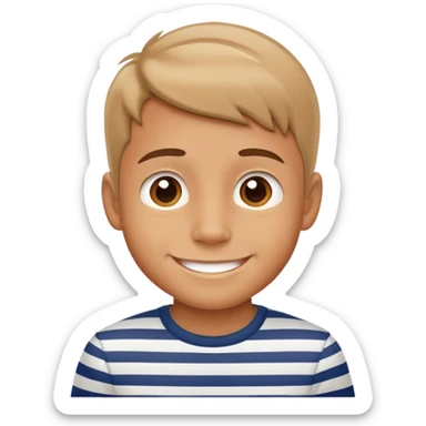 smiling boy in striped shirt sticker