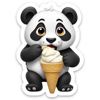 Panda eating ice cream sticker