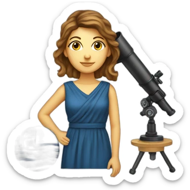 Woman with Greek flag and astronomy telescope sticker