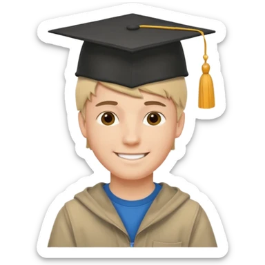 White Boy Collage Student with Student Hat on his Head sticker