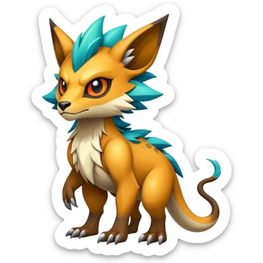 cool edgy badass colorful fantasy animal hybrid Fakemon full body sticker