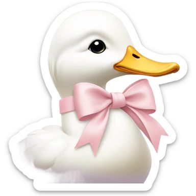 white duck with a pale pink bow sticker