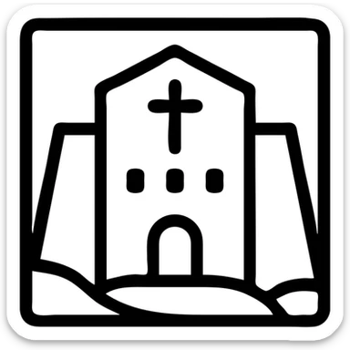 simplified illustration of Lalibela rock-hewn church, minimalistic, clear lines sticker