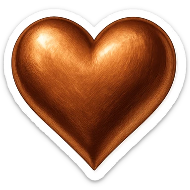 heart with a metallic copper finish, clean digital illustration sticker