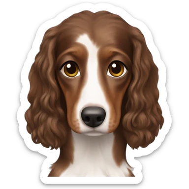 Brown haired woman with tri merle long haired dachshund sticker