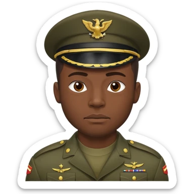 A black man squatting wearing army attire sticker