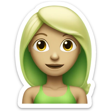 a green alien woman full body,blonde sticker