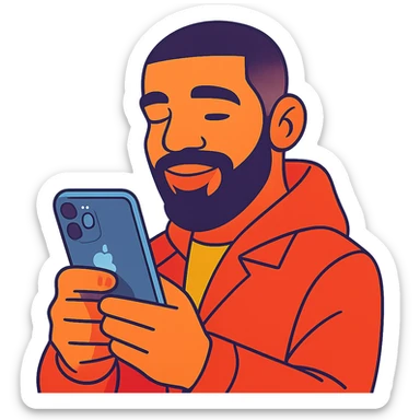 Drake using an iPhone sticker