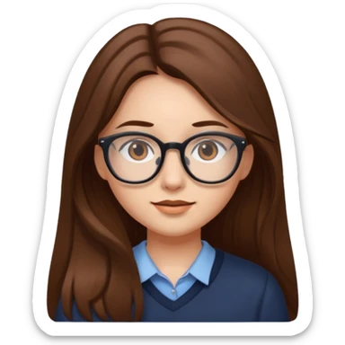 Girl with long hair wearing glasses  sticker