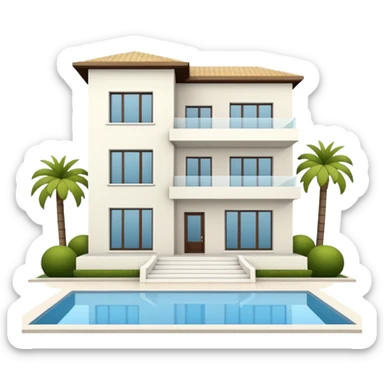 white 3 floor modern luxurious villa sticker