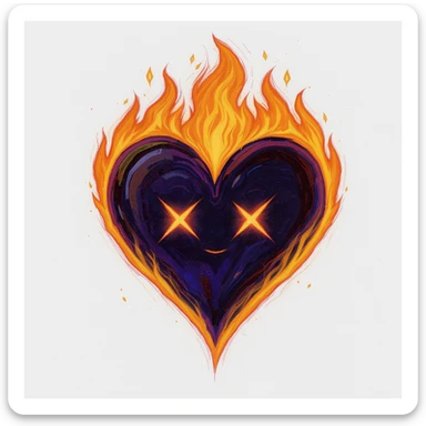 emo heart with flames sticker