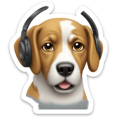 Dog with headphones sticker