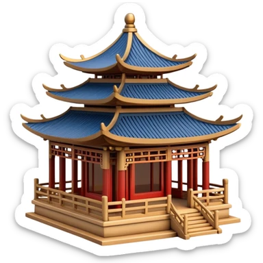 Miniature Chinese pavilion with elegant details sticker