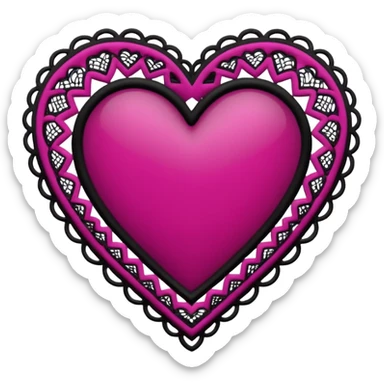 magenta and black lace heart sticker