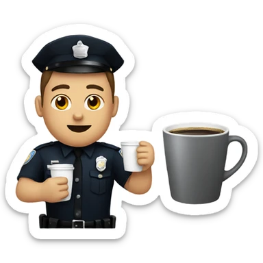 Cop drinking coffee sticker