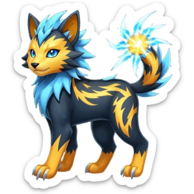 Electrike-Manectric-Luxray-Bobcat-Fakémon-fusion-animal-creature, full body  sticker