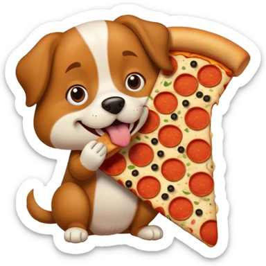 A dog eating pizza sticker