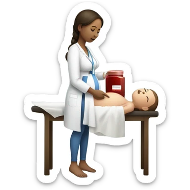 pregnant women with blood testing sticker