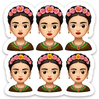 defferent emojis and emoticons of Frida Kahlo in style of her artworks  sticker