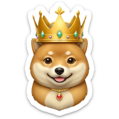 shiba inu wearing kings crown sticker