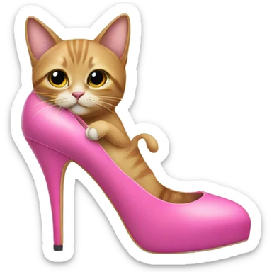 Cat wearing pink high heels sticker