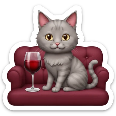 gray Cat On A Couch With Wine sticker