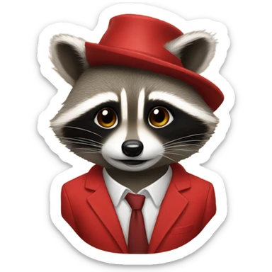 Raccoon wearing a red suit sticker