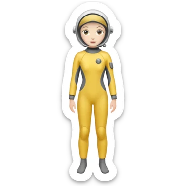 woman diver full body white diver suit
 sticker