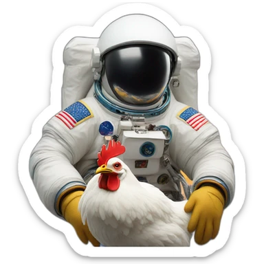Astronaut with helmet shut riding a chicken sticker