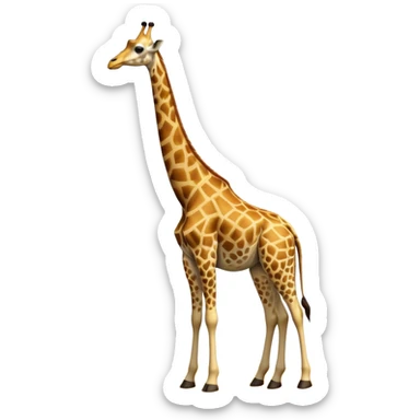 cinematic-giraffe-realistic-full-body-standing-emoji,-towering-elegantly-over-the-savanna,-long-neck-arched-slightly,-head-tilted-dramatically,-sleek-golden-coat-with-bold-brown-patches,-large-dark-eyes-exuding-playful-wisdom,-simplified-yet-realistic-focused-features,-highly-detailed,-glowing-with-an-almost-sarcastic-glow sticker