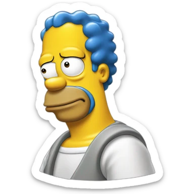 Homer simpsons with the hair of marge simpsons sticker