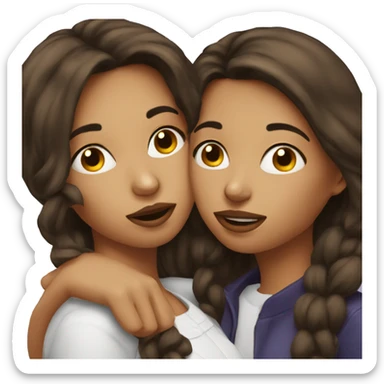 Two brunette girls kissing sticker