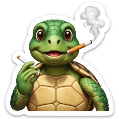 A turtle smoking a cigarette sticker
