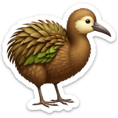 Kiwi bird on two feet loger beak sticker