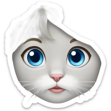 Girl with blue eyes and Siberian cat sticker