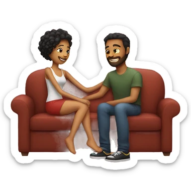 Lovers on a couch  sticker