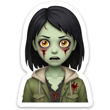 girl zombie with black hair sticker