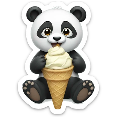 Panda eating ice cream sticker