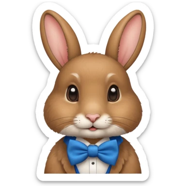 Brown rabbit with blue bow tie sticker