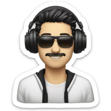 White John summit with black hair djing sticker