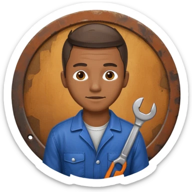 Mechanic + wrench + oil stain sticker