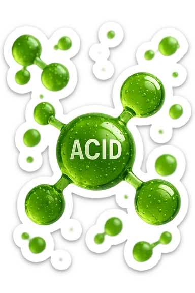 molecole chimiche verde acido fluttuano in aria, iperrealistiche 4k sticker